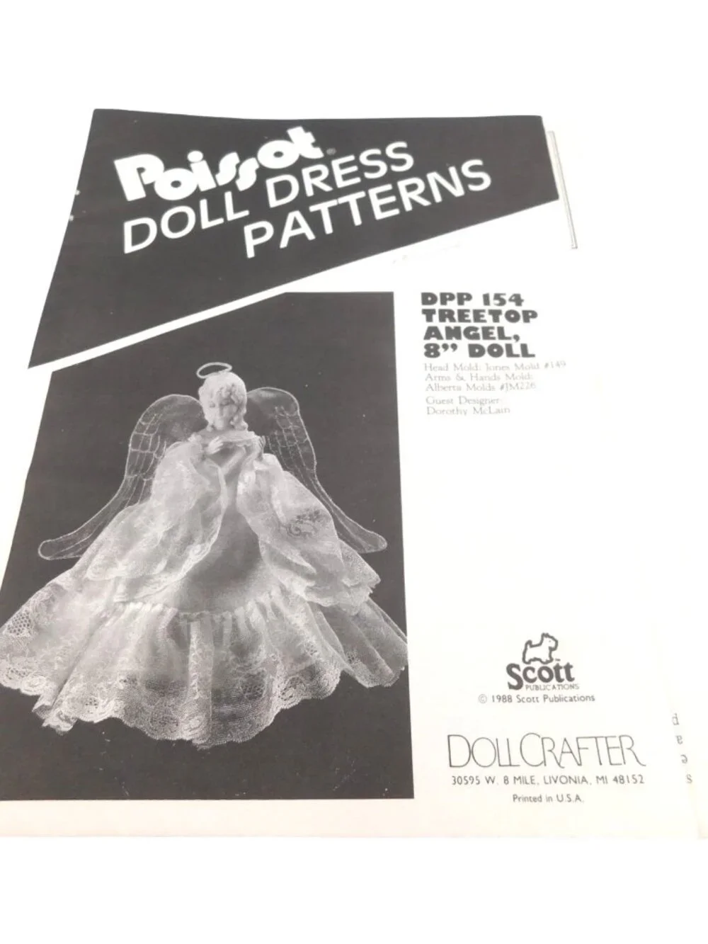 Poissot Treetop Angel Doll Dress Pattern with Head and Hands DPP154 Uncut 1988